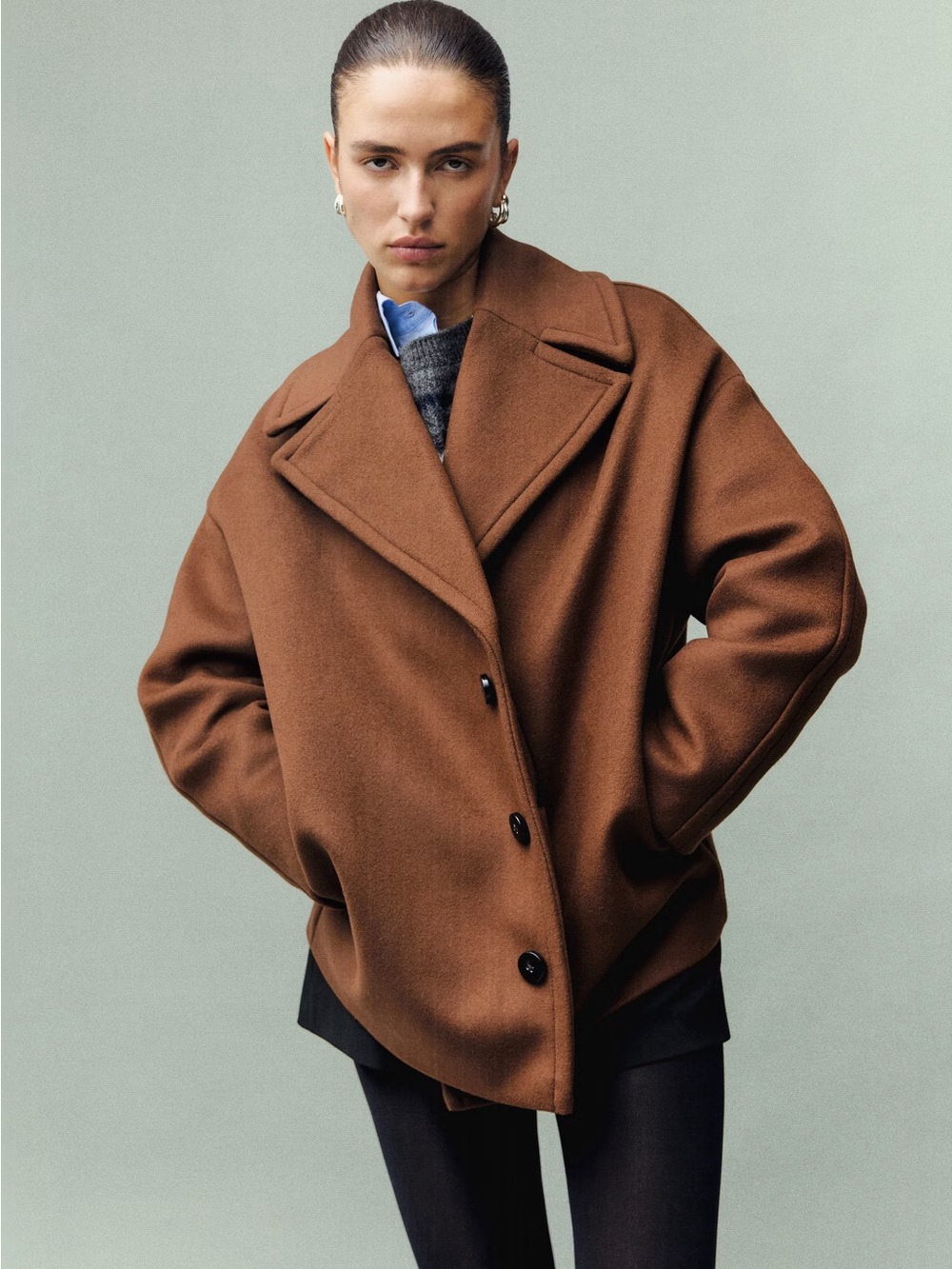 NWT (size M) MANGO MANTECO WOOL COAT WITH LAPELS